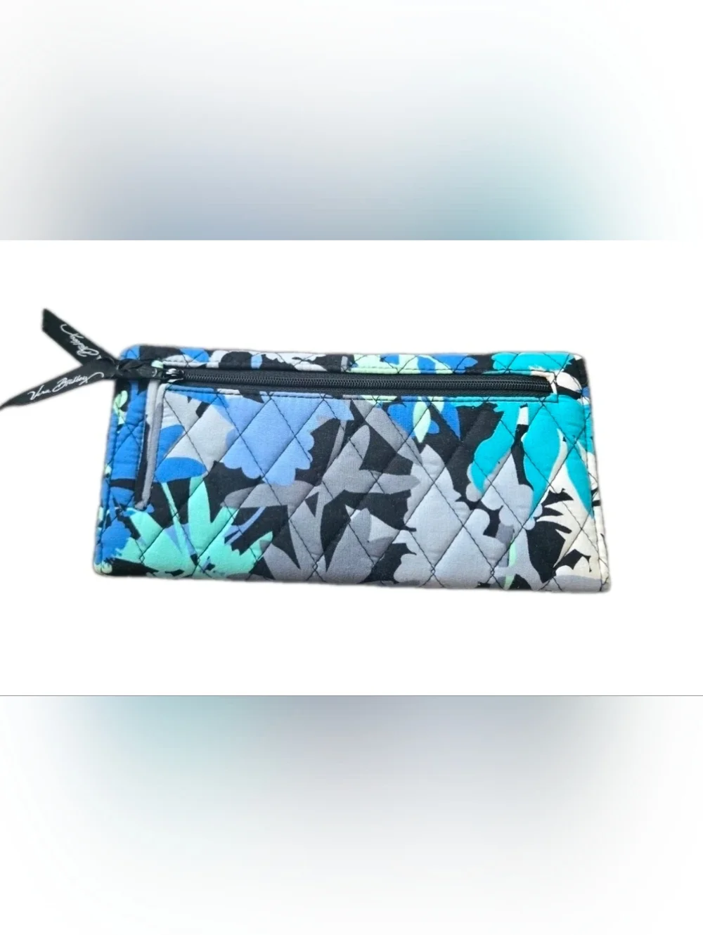 Vera Bradley Tri-fold Wallet Magnetic Closure Clutch Camofloral Retired Blue EUC - Picture 2 of 9